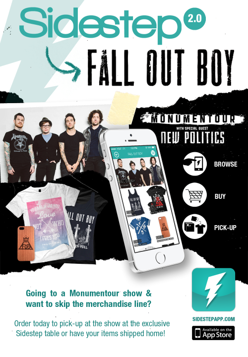 We&#8217;re gearing up for the first date of the Monumentour featuring Fall Out Boy &amp; New Politics this Thursday in Hartford, CT. By downloading the new version of the app for iOS, you can pick-up the tour merchandise early &amp; have it waiting for you at any show on the tour!
Also, follow us on Instagram &amp; on Twitter for photos from the road, exclusive giveaways, and new artist announcements!